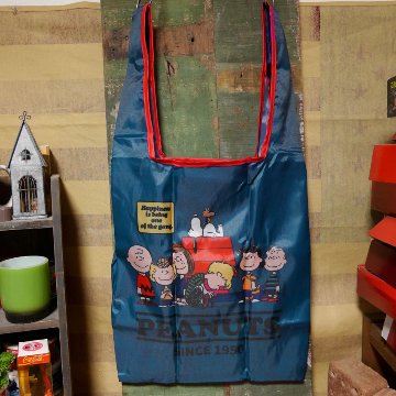 スヌーピー コンパクト エコバッグ SNOOPY ショッピングバッグ アメリカン雑貨の画像