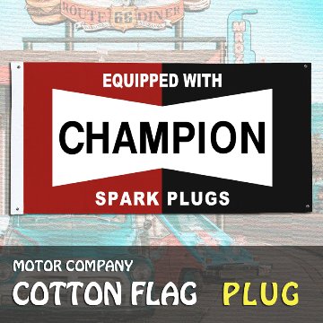 コットンフラッグ タペストリー PLUG チャンピオン USA アメリカン雑貨の画像