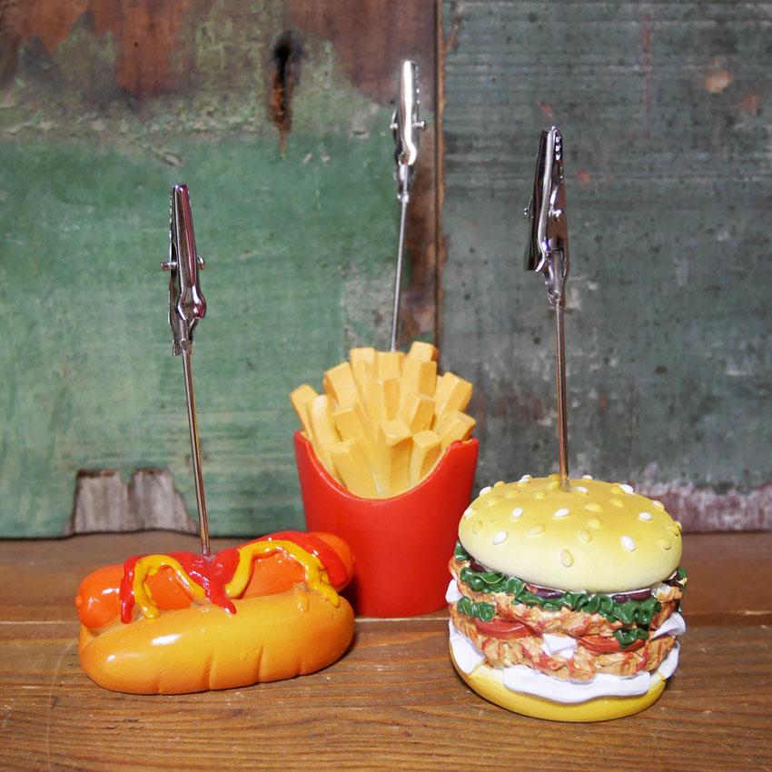ファストフードカードスタンド メモスタンド バーガー ホットドッグ ポテトアメリカン雑貨の画像