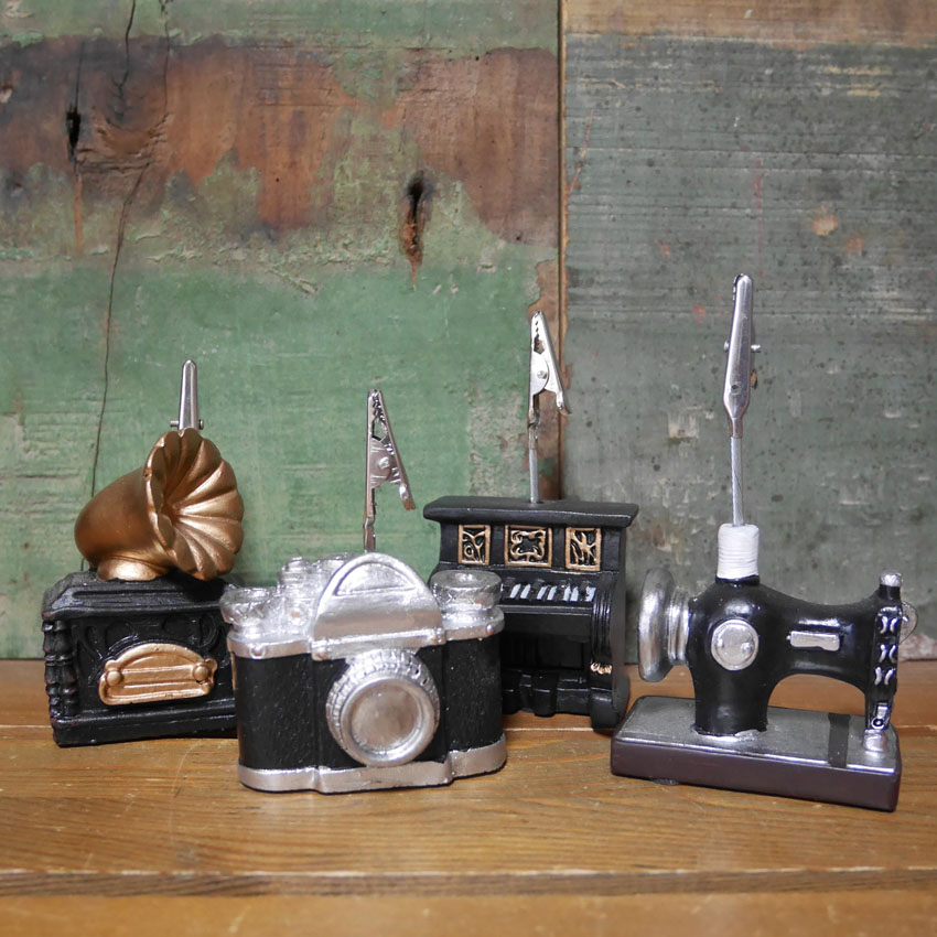 レトロインテリア メモクリップ カードスタンド アンティーク クリップ アメリカン雑貨の画像