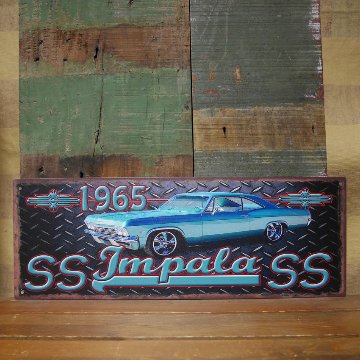 アンティークプレート 1965 Chevrolet Impala SS ガレージ インテリア シボレー インパラ  ブリキ看板 アメリカン雑貨の画像