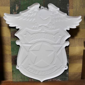 アンティークエンボスプレート POLICE インテリア ブリキ看板 警察 ポリスバッジ  アメリカン雑貨の画像