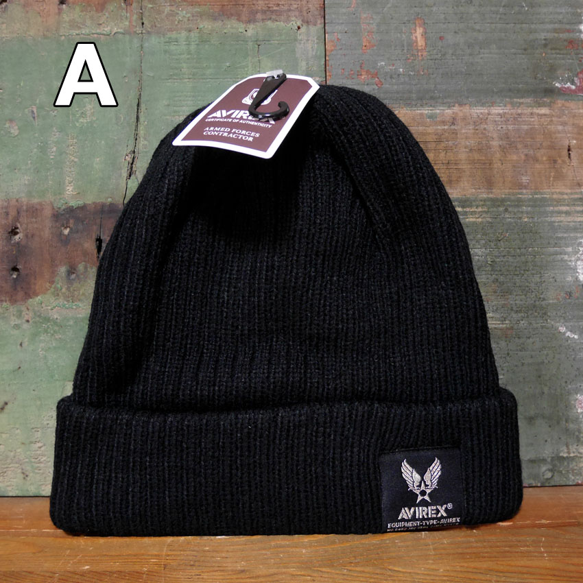 AVIREX ニットキャップAX NAME LOGO SHORT KNIT WATCH ニット帽 アヴィレックス ミリタリー アメカジ アメリカン雑貨の画像