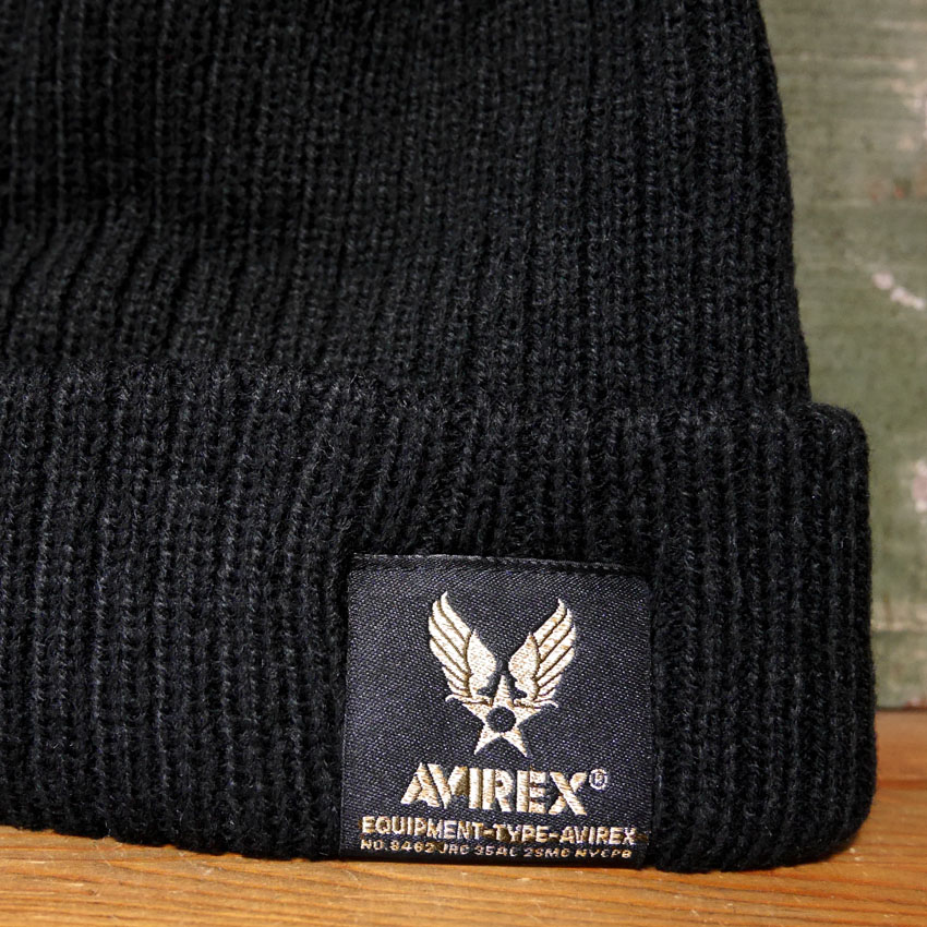 AVIREX ニットキャップAX NAME LOGO SHORT KNIT WATCH ニット帽 アヴィレックス ミリタリー アメカジ アメリカン雑貨の画像