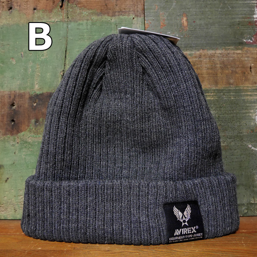 AVIREX ニットキャップAX NAME LOGO SHORT KNIT WATCH ニット帽 アヴィレックス ミリタリー アメカジ アメリカン雑貨の画像