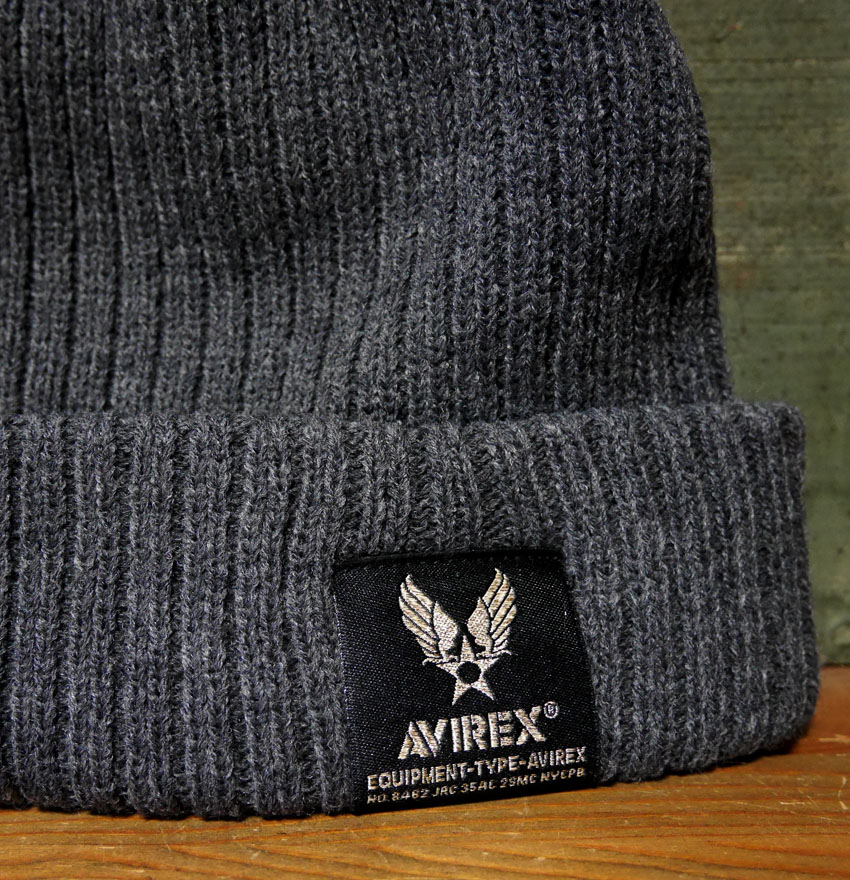 AVIREX ニットキャップAX NAME LOGO SHORT KNIT WATCH ニット帽 アヴィレックス ミリタリー アメカジ アメリカン雑貨の画像