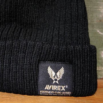 AVIREX ニットキャップAX NAME LOGO SHORT KNIT WATCH ニット帽 アヴィレックス ミリタリー アメカジ アメリカン雑貨の画像