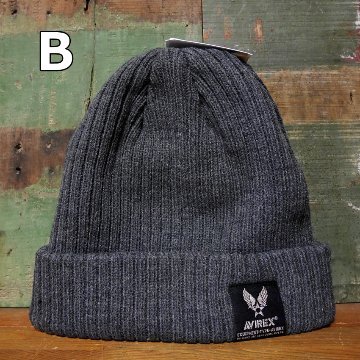 AVIREX ニットキャップAX NAME LOGO SHORT KNIT WATCH ニット帽 アヴィレックス ミリタリー アメカジ アメリカン雑貨の画像