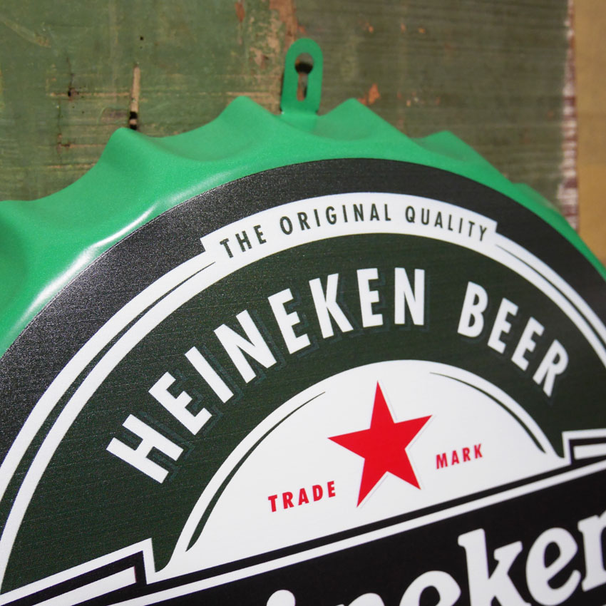 ハイネケン ボトルキャップサイン Heineken インテリア ボトルキャップ型 ブリキ看板 アメリカン雑貨の画像