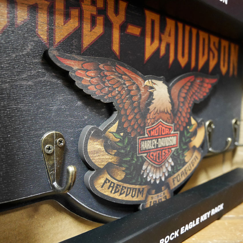 ハーレーダビッドソン ハードロック イーグル キーラック  ウッドフック ボード アメリカ雑貨の画像