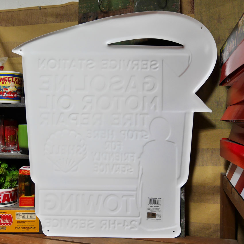 ダイカット エンボス サイン SHELL GASOLINE MOTOR OIL インテリア シェルオイル ブリキ看板 アメリカン雑貨の画像