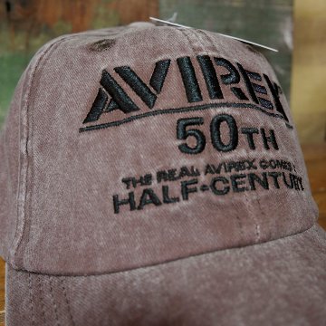 AVIREX 50周年 アニバーサリー キャップ 50th ANNIVERSARY LOGO PIGMENTCAP ブラウン アヴィレックス 帽子 ミリタリー　アメカジ　アメリカン雑貨の画像