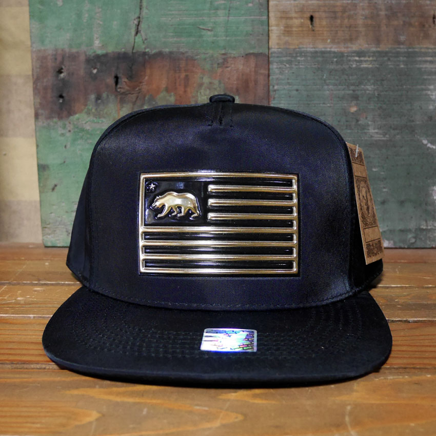 カリフォルニア フラット バイザー CALIFORNIA BEAR ソリッド ブラック 帽子 アメカジ　アメリカン雑貨の画像