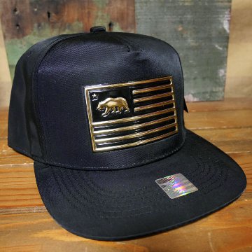 カリフォルニア フラット バイザー CALIFORNIA BEAR ソリッド ブラック 帽子 アメカジ　アメリカン雑貨の画像