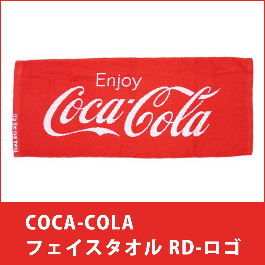 コカコーラ フェイスタオル CocaCola 毛違いジャカード RD-ロゴ アメリカン雑貨の画像
