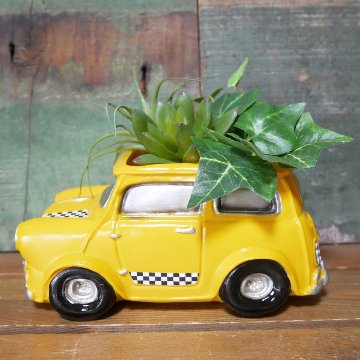 グリーンポット Bang Bang Car イエロータクシー フラワーポット Pot truck ガーデニング プランター 35209の画像