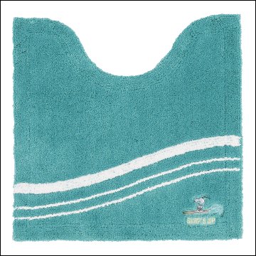 スヌーピー サーフ トイレ2点セット トイレマット+兼用フタカバー ターコイズブルー SNOOPY PEANUTS 普通便座＆温水洗浄・暖房便座兼用の画像