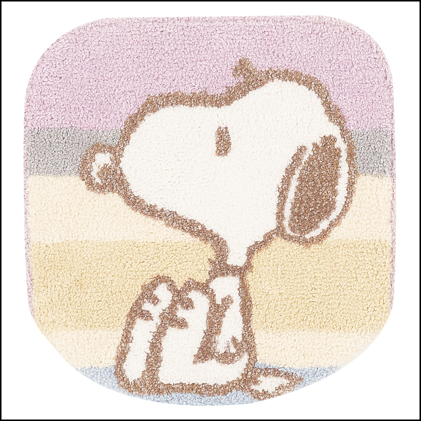 スヌーピー くすみパステル トイレ2点セット トイレマット+兼用フタカバー ピンク SNOOPY PEANUTS 普通便座＆温水洗浄・暖房便座兼用の画像