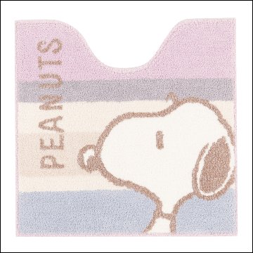 スヌーピー くすみパステル トイレ2点セット トイレマット+兼用フタカバー ピンク SNOOPY PEANUTS 普通便座＆温水洗浄・暖房便座兼用の画像