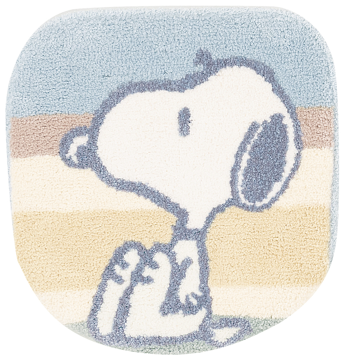 スヌーピー くすみパステル トイレ2点セット トイレマット+兼用フタカバー ブルー SNOOPY PEANUTS 普通便座＆温水洗浄・暖房便座兼用の画像