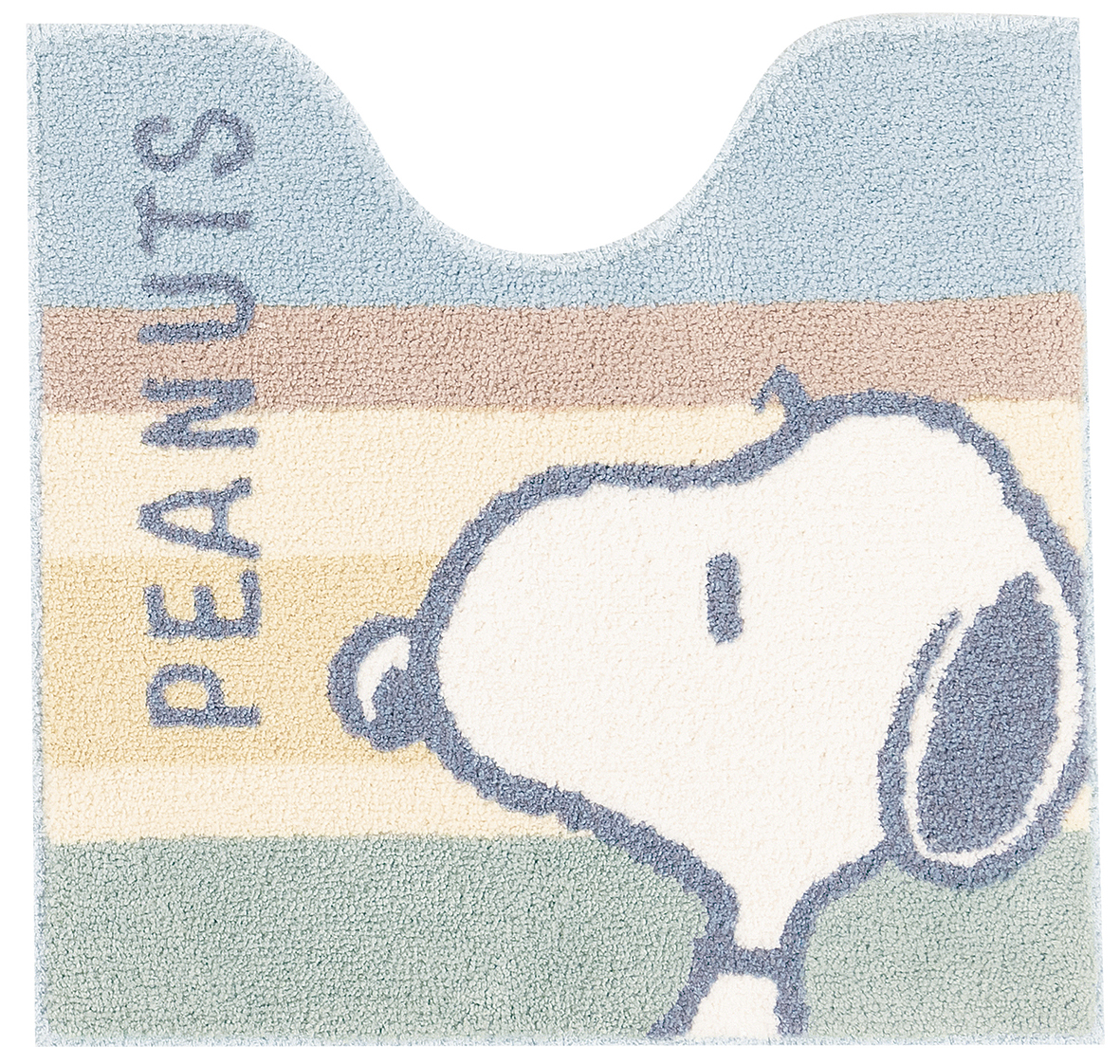 スヌーピー くすみパステル トイレ2点セット トイレマット+兼用フタカバー ブルー SNOOPY PEANUTS 普通便座＆温水洗浄・暖房便座兼用の画像