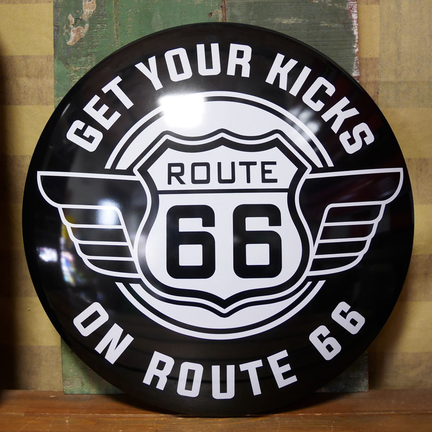 ルート66 ドームサイン ブラック ROUTE66 インテリア ドーム型 ブリキ