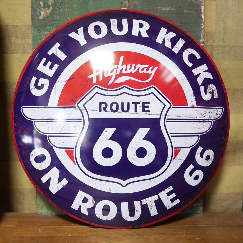 ROUTE66 グッズ 看板 スティールサイン ルート66 BS0273 ルート66 サインボード HISTORIC ROUTE66 インテリア ダイカット 丸型