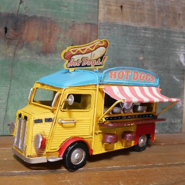 ノスタルジックデコ フードカー ホットドッグ キッチンカー ブリキのおもちゃ フードトラック ブリキ製自動車 アメリカン雑貨の画像