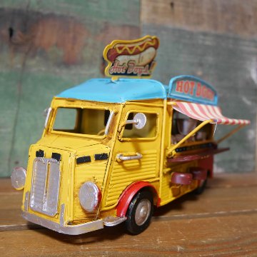 ノスタルジックデコ フードカー ホットドッグ キッチンカー ブリキのおもちゃ フードトラック ブリキ製自動車 アメリカン雑貨の画像