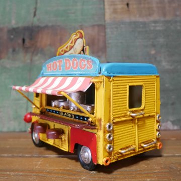 ノスタルジックデコ フードカー ホットドッグ キッチンカー ブリキのおもちゃ フードトラック ブリキ製自動車 アメリカン雑貨の画像