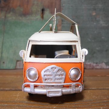 ノスタルジックデコ  ハンバーガーショップ キッチンカー ブリキのおもちゃ HAMBURGERS フードトラック ブリキ製自動車 アメリカン雑貨の画像