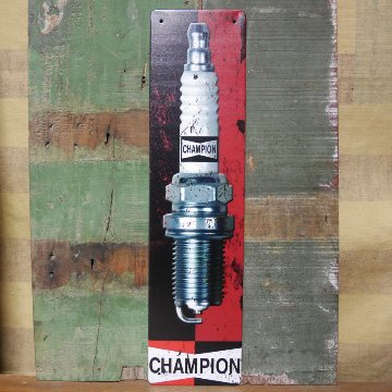 アメリカンサインボード CHAMPION インテリア 縦長 サインプレート チャンピオン RETRO DESIGN METAL SIGN BOARD ブリキ看板  アメリカン雑貨の画像
