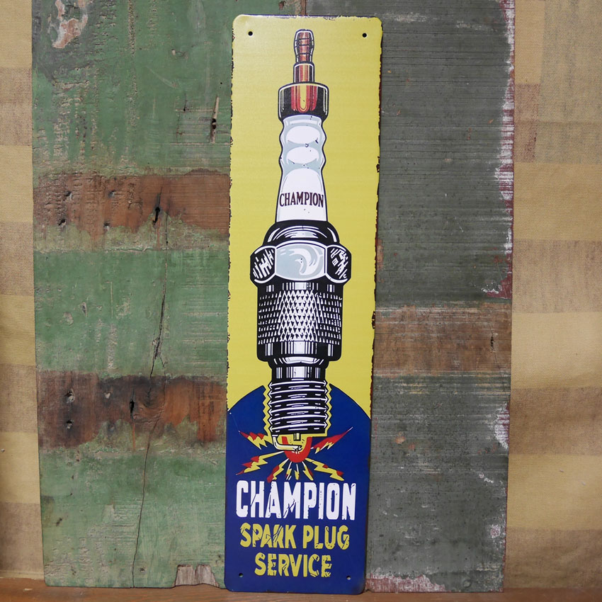 アメリカンサインボード CHAMPION インテリア 縦長 サインプレート チャンピオン RETRO DESIGN METAL SIGN BOARD ブリキ看板  アメリカン雑貨の画像