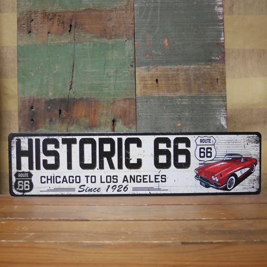  ルート66プレート  HISTORIC66 ROUTE66 ブリキ看板 横長 サインプレート インテリア アメリカン雑貨　の画像