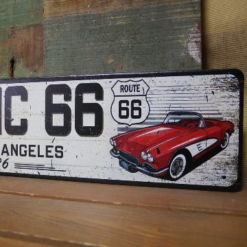  ルート66プレート  HISTORIC66 ROUTE66 ブリキ看板 横長 サインプレート インテリア アメリカン雑貨　の画像