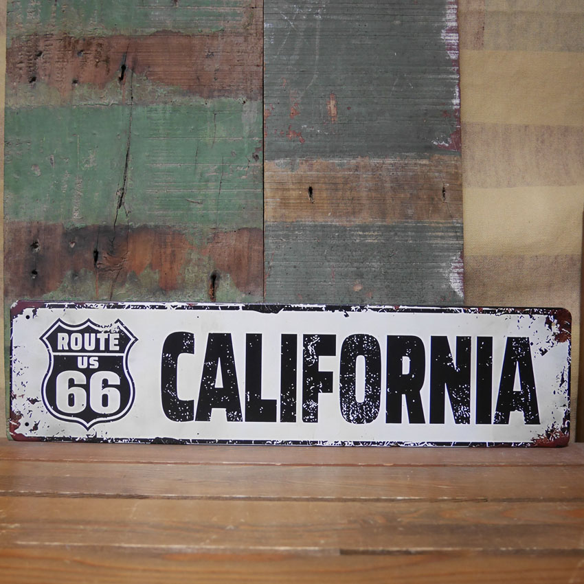  ルート66プレート CALIFORNIA ROUTE66 ブリキ看板 横長 サインプレート インテリア アメリカン雑貨　の画像