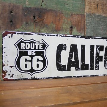  ルート66プレート CALIFORNIA ROUTE66 ブリキ看板 横長 サインプレート インテリア アメリカン雑貨　の画像