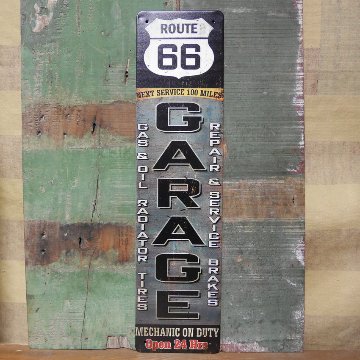  ルート66プレート GARAGE ROUTE66 ブリキ看板 縦長 サインプレート インテリア アメリカン雑貨　の画像