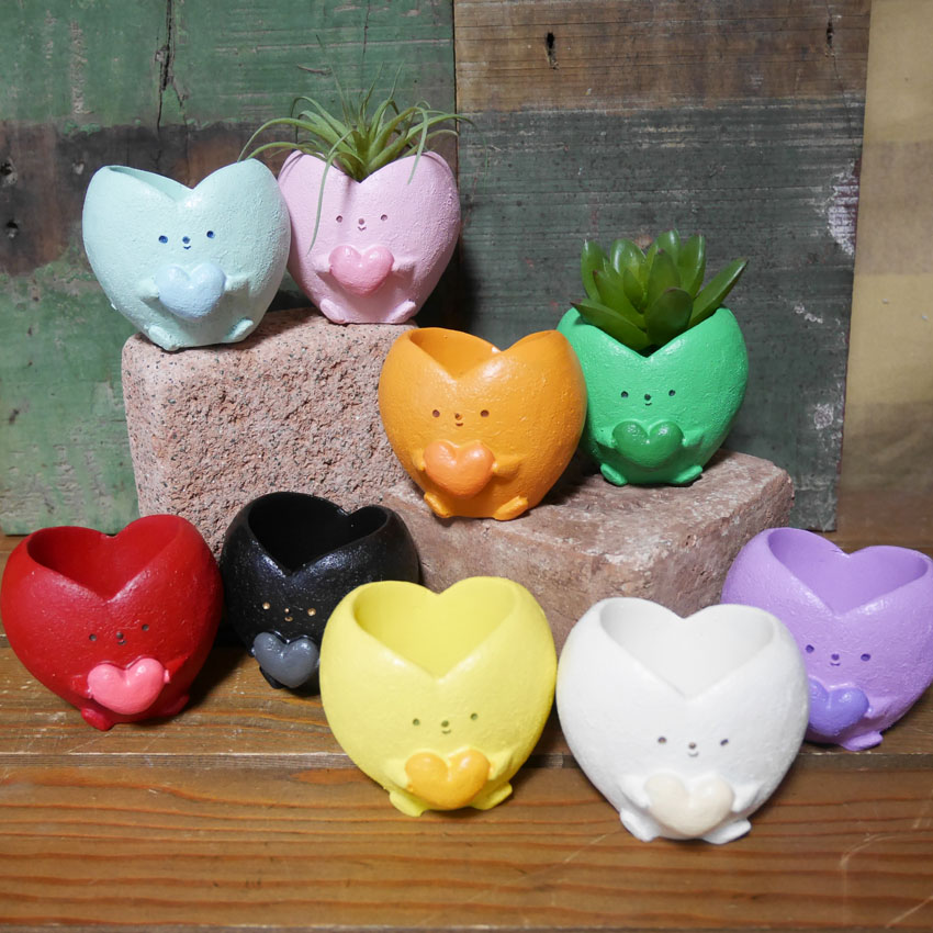 ハート ポット LITTLE RESIN POT リトルレジンポット グリーンポット ガーデニング雑貨の画像