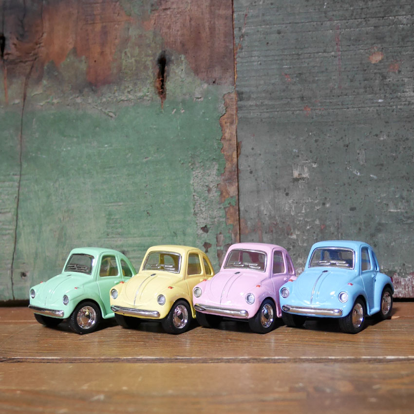 フォルクスワーゲンビートル4Pセット パステル ミニVWビートル プルバックミニカー　アメリカン雑貨の画像