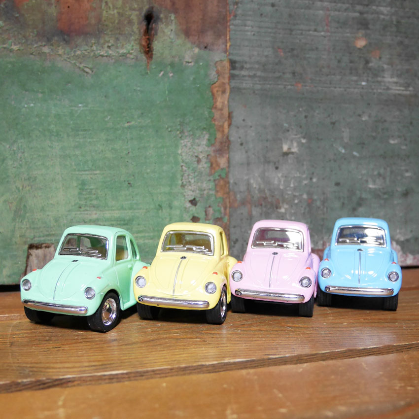 フォルクスワーゲンビートル4Pセット パステル ミニVWビートル プルバックミニカー　アメリカン雑貨の画像