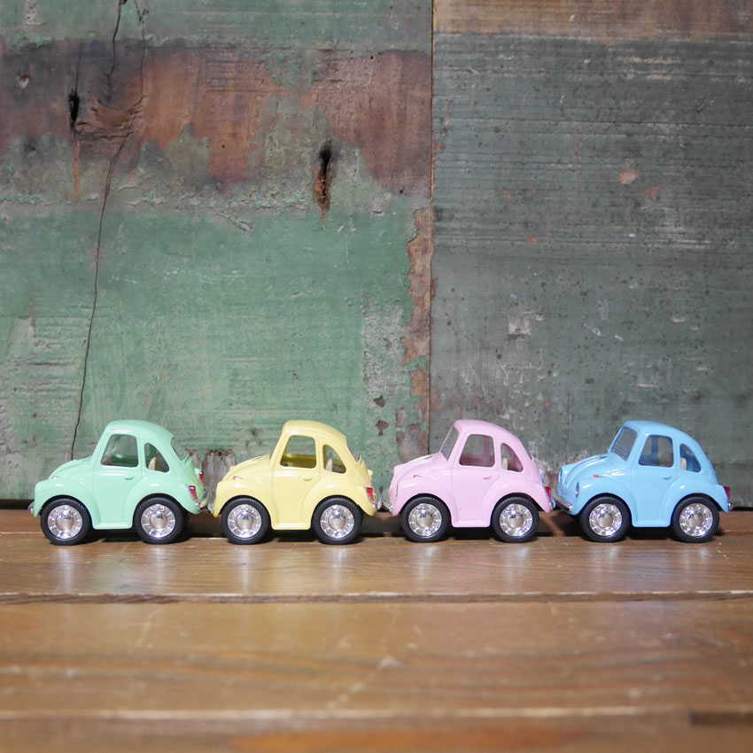 フォルクスワーゲンビートル4Pセット パステル ミニVWビートル プルバックミニカー　アメリカン雑貨の画像
