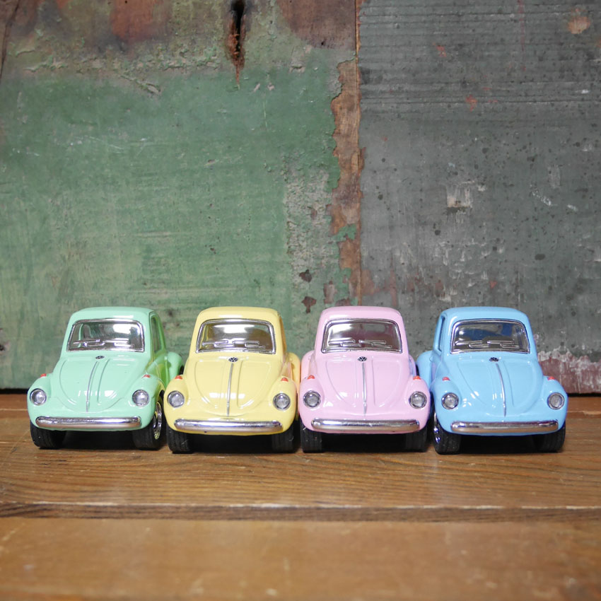 フォルクスワーゲンビートル4Pセット パステル ミニVWビートル プルバックミニカー　アメリカン雑貨の画像