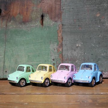 フォルクスワーゲンビートル4Pセット パステル ミニVWビートル プルバックミニカー　アメリカン雑貨の画像
