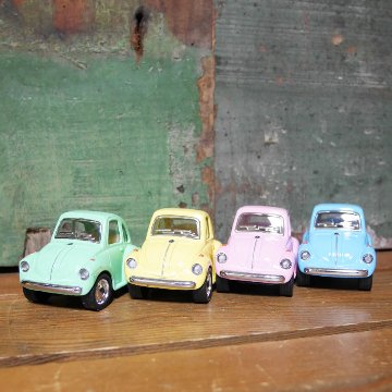 フォルクスワーゲンビートル4Pセット パステル ミニVWビートル プルバックミニカー　アメリカン雑貨の画像