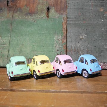 フォルクスワーゲンビートル4Pセット パステル ミニVWビートル プルバックミニカー　アメリカン雑貨の画像