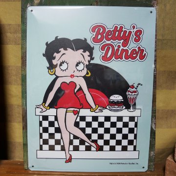 Betty Boop ティンサイン Betty's Dinner  ベティーブープ  アメリカン雑貨の画像