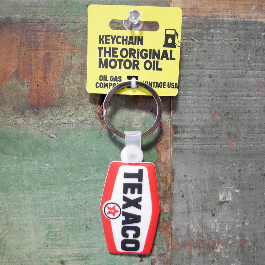 テキサコオイル キーホルダー USA KEYCHAIN OIL GAS COMPANY ネームタグ アメリカ オイル ガス カンパニー  ラバー キーリング アメリカン雑貨の画像