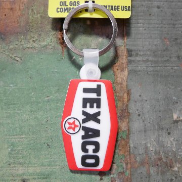 テキサコオイル キーホルダー USA KEYCHAIN OIL GAS COMPANY ネームタグ アメリカ オイル ガス カンパニー  ラバー キーリング アメリカン雑貨の画像