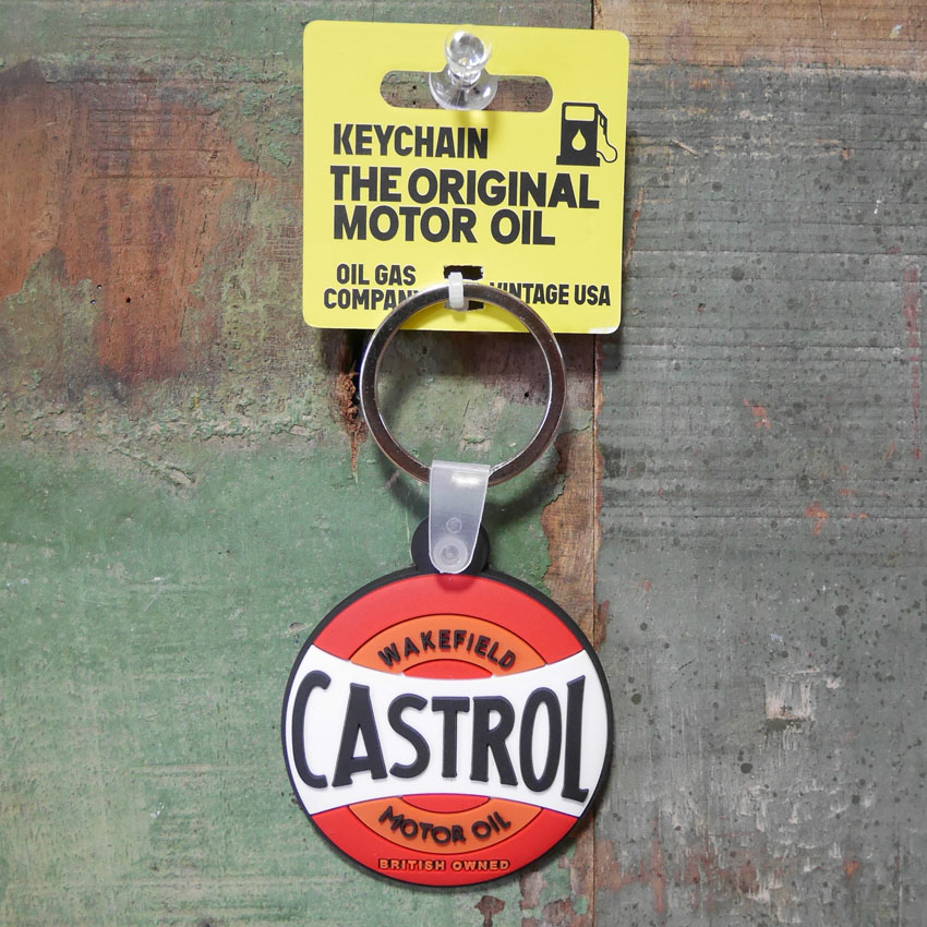 CASTROL キーホルダー USA KEYCHAIN OIL GAS COMPANY ネームタグ アメリカ オイル ガス カンパニー カストロール ラバー キーリング  アメリカン雑貨の画像